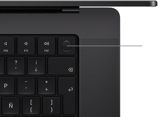 Vista desde arriba del teclado de una MacBook Pro con Touch ID